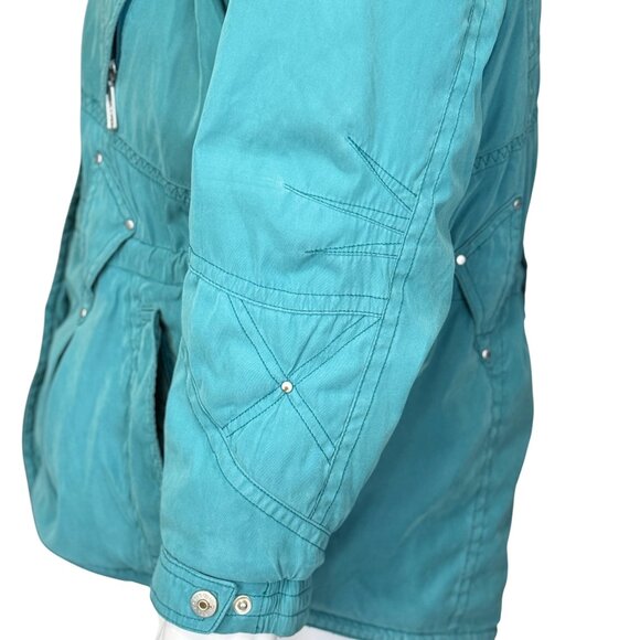 Tyrolia Ski Jacket Women’s L Teal Hooded Insulated 80s Retro Alpine Winter - Picture 6 of 16